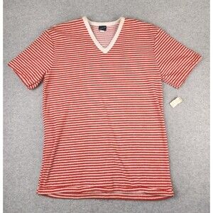 New Vintage 70s 80s Womens Terry Cloth Red Stripe V-neck Shirt Preppy Hippy L XL